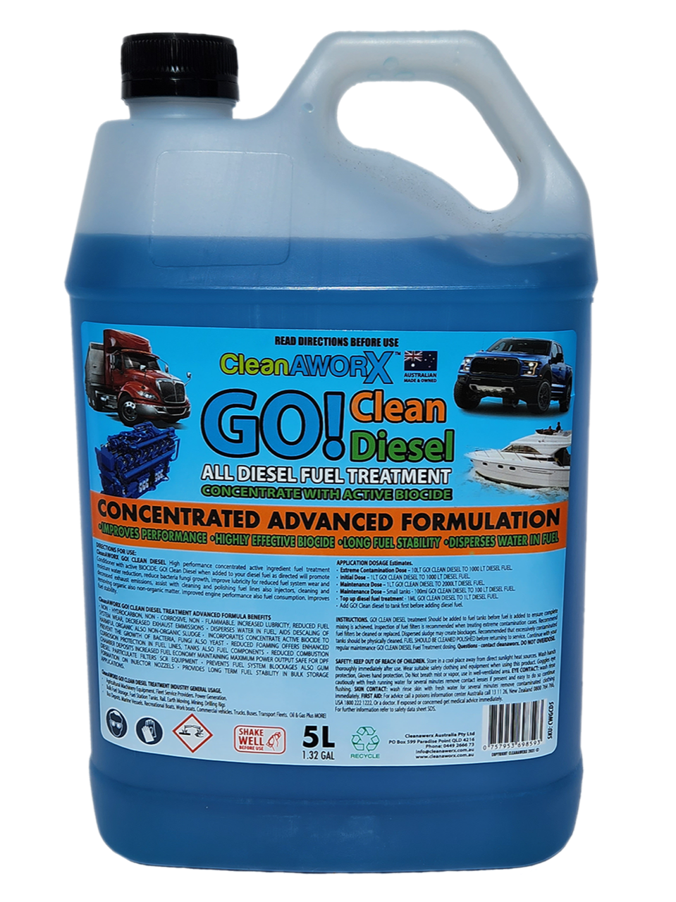 Diesel Fuel Treatment With Active Biocide Concentrate 5L Cleanaworx