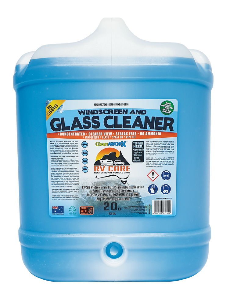 Cleanaworx RV Care Windscreen Glass Cleaner Concentrate 20L