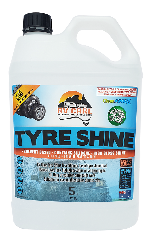 Cleanaworx RV Care Tyre Shine Solvent Silicone Based Long Lasting 5L